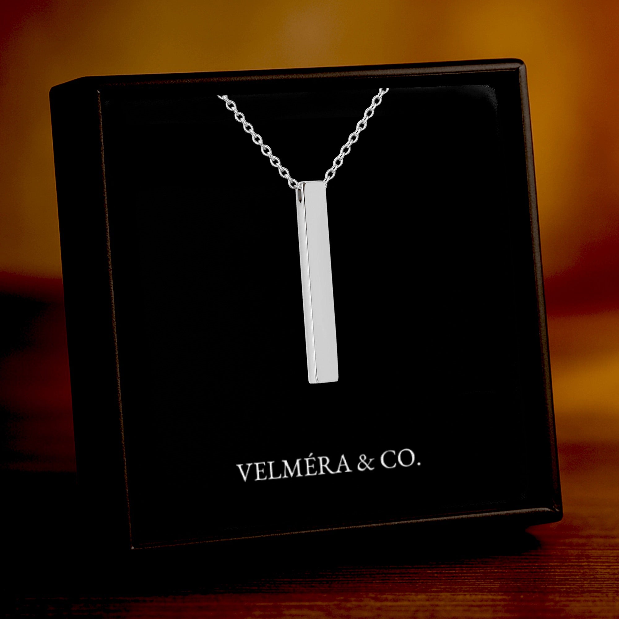 Bar Silhouette Necklace, Silver