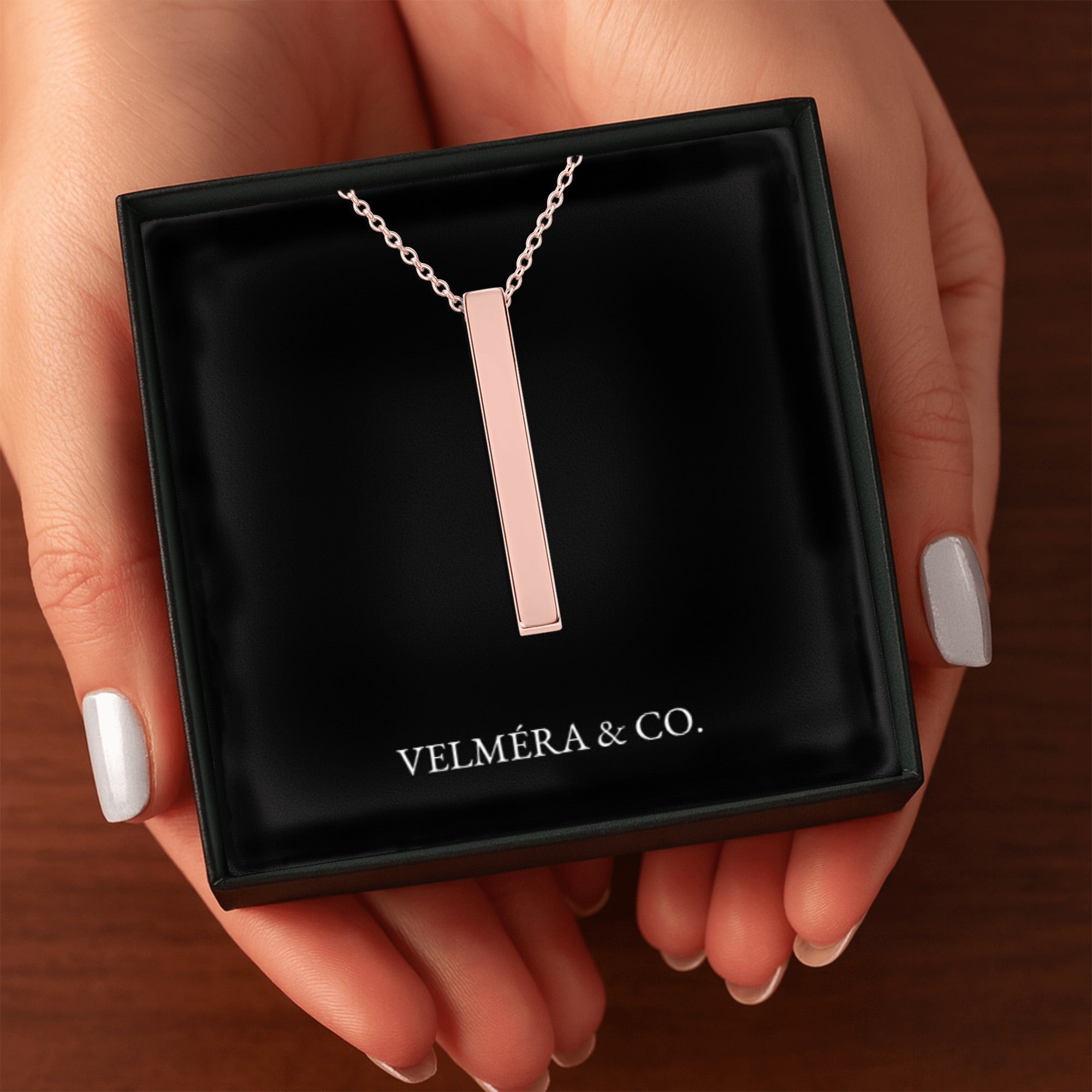 Bar Silhouette Necklace, Rosé Gold