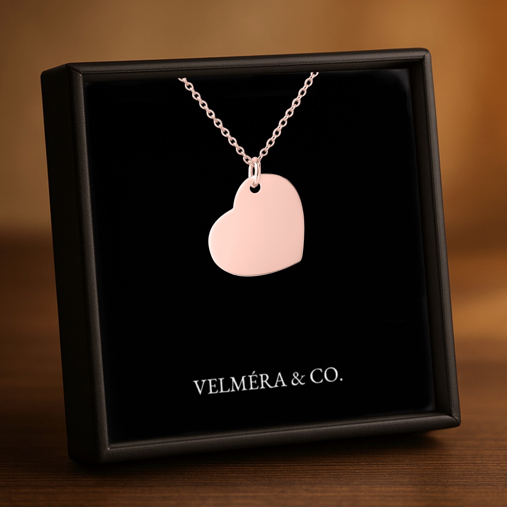 Heart Silhouette Necklace, Rosé Gold