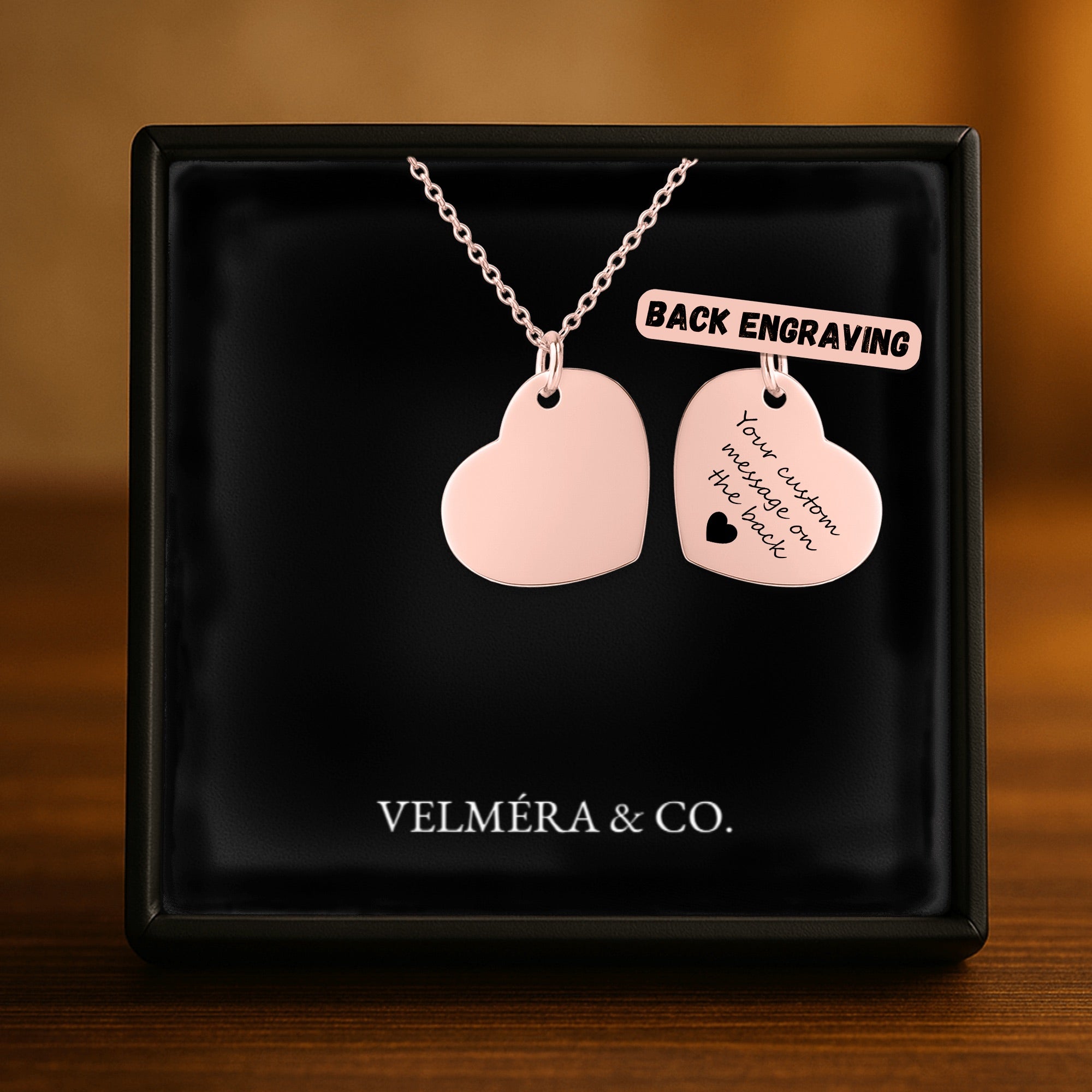 Heart Silhouette Necklace, Rosé Gold