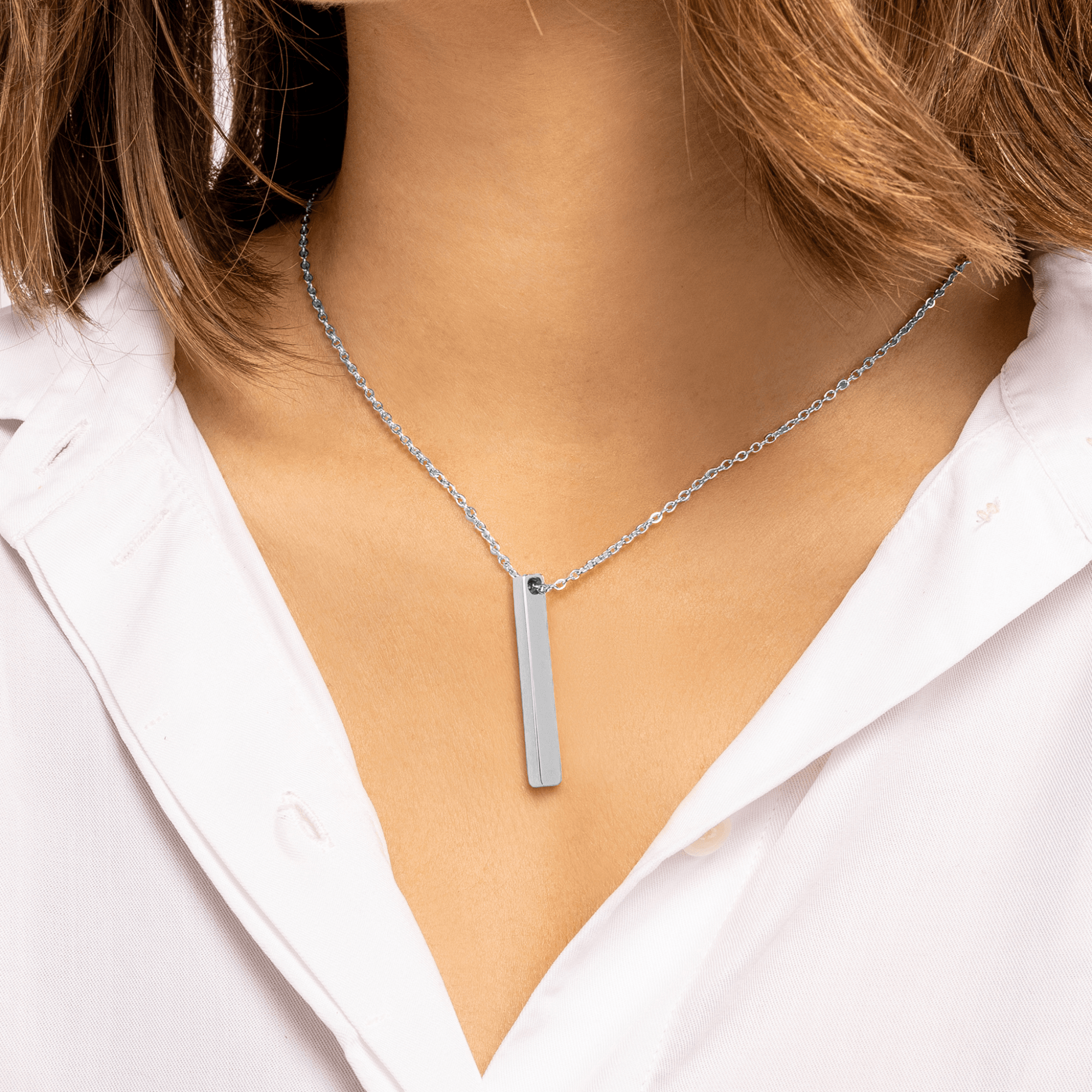 Bar Silhouette Necklace, Silver