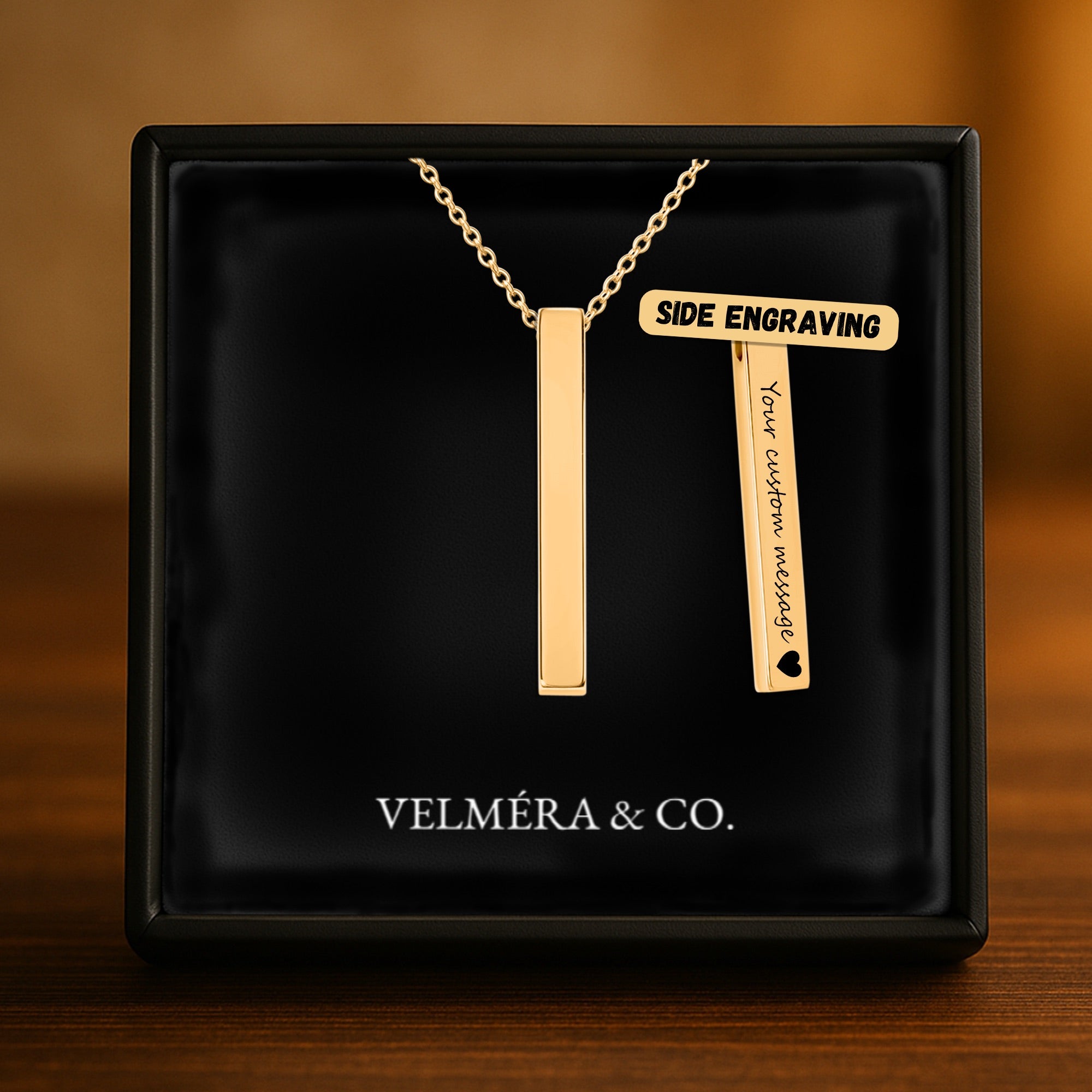 Bar Silhouette Necklace, Gold