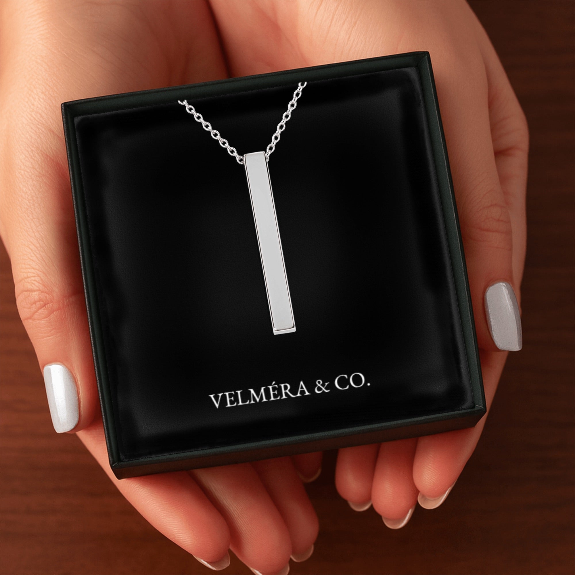 Bar Silhouette Necklace, Silver