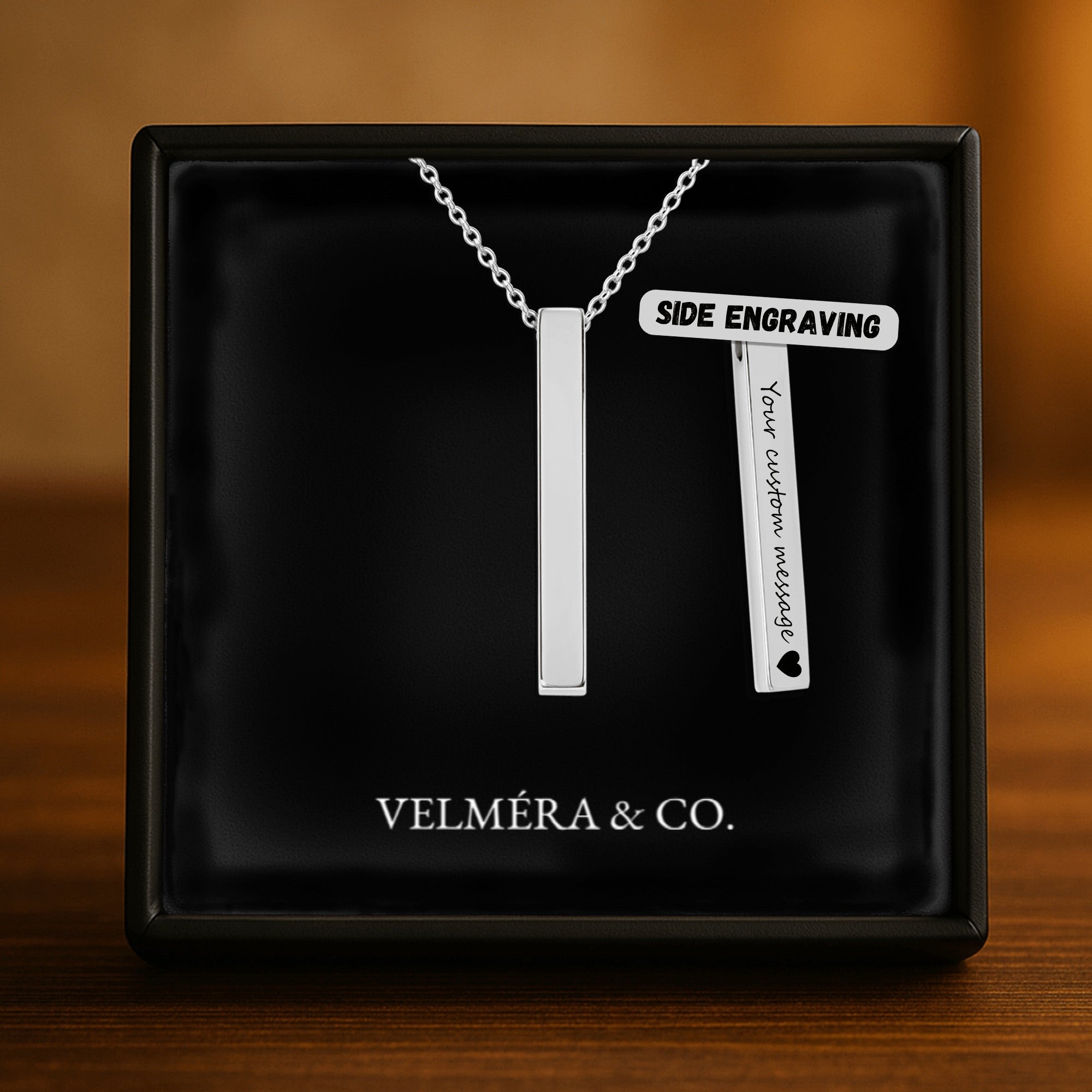 Bar Silhouette Necklace, Silver