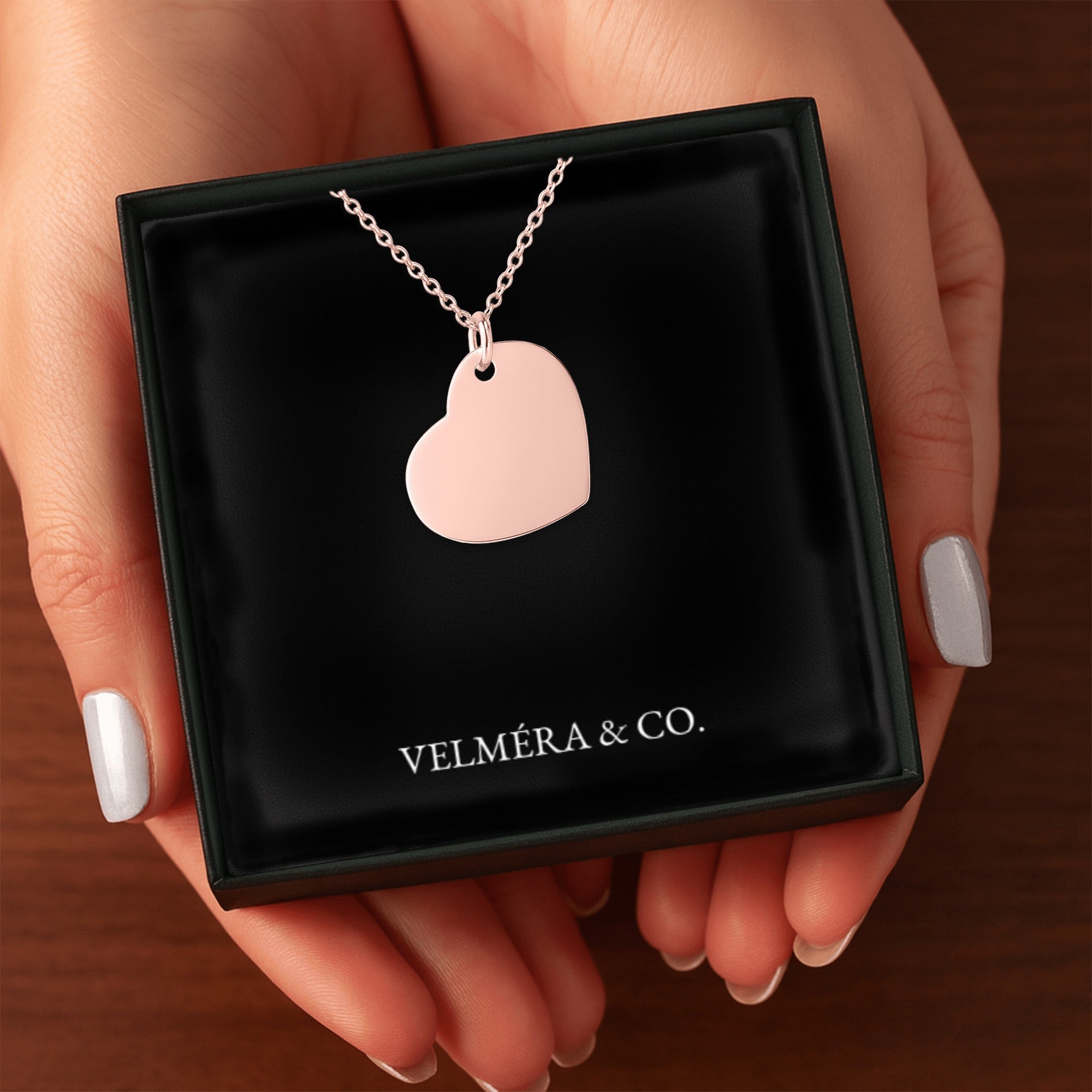 Heart Silhouette Necklace, Rosé Gold