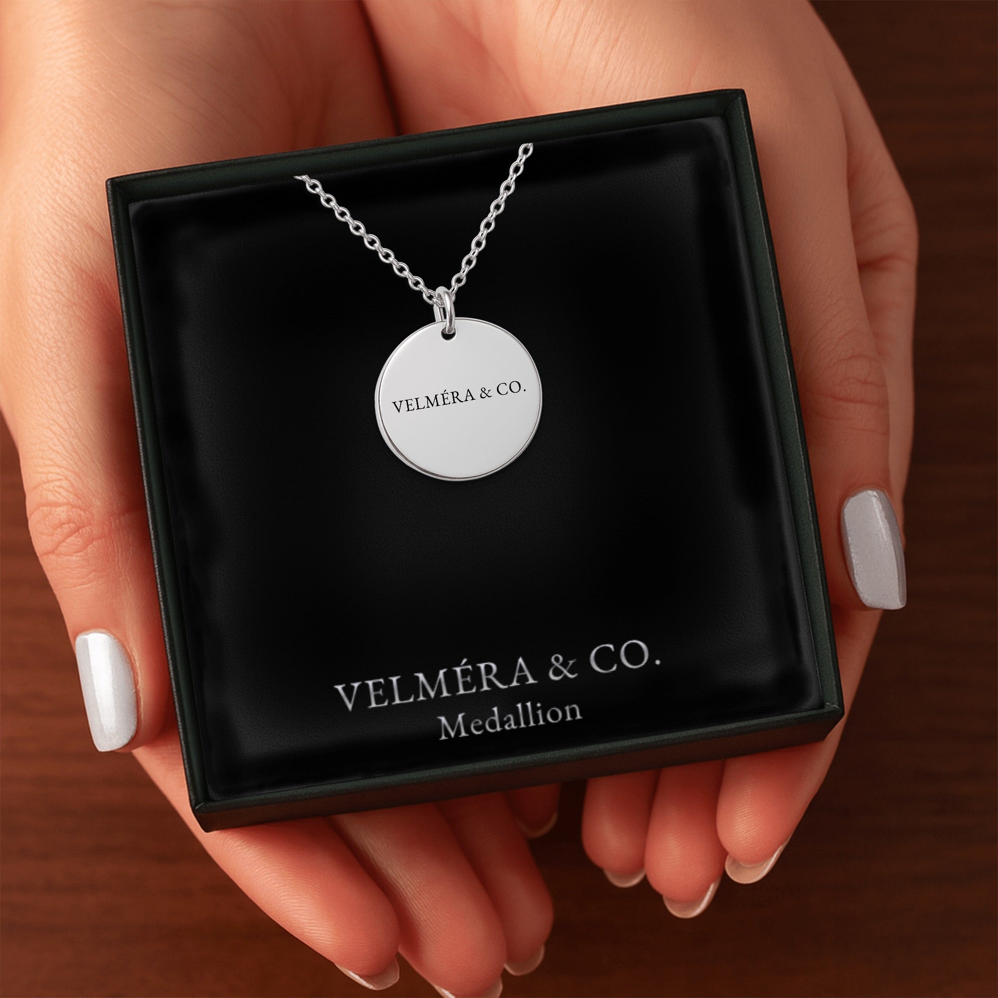 Velméra Medallion Necklace, Silver Tone