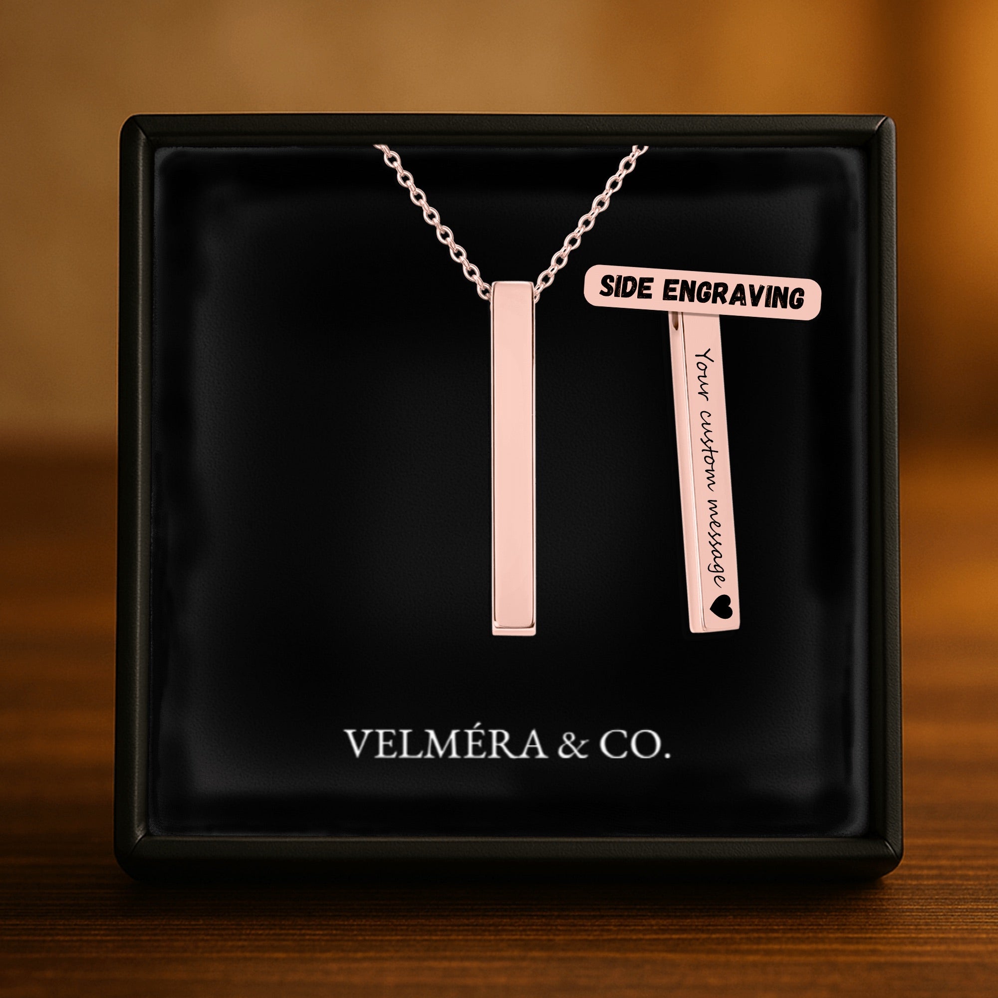 Bar Silhouette Necklace, Rosé Gold