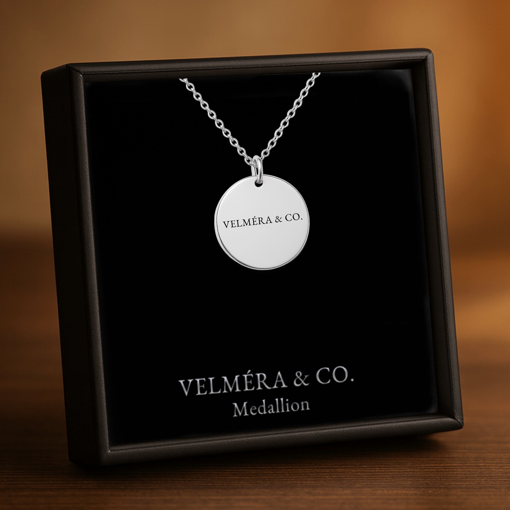 Velméra Medallion Necklace, Silver Tone
